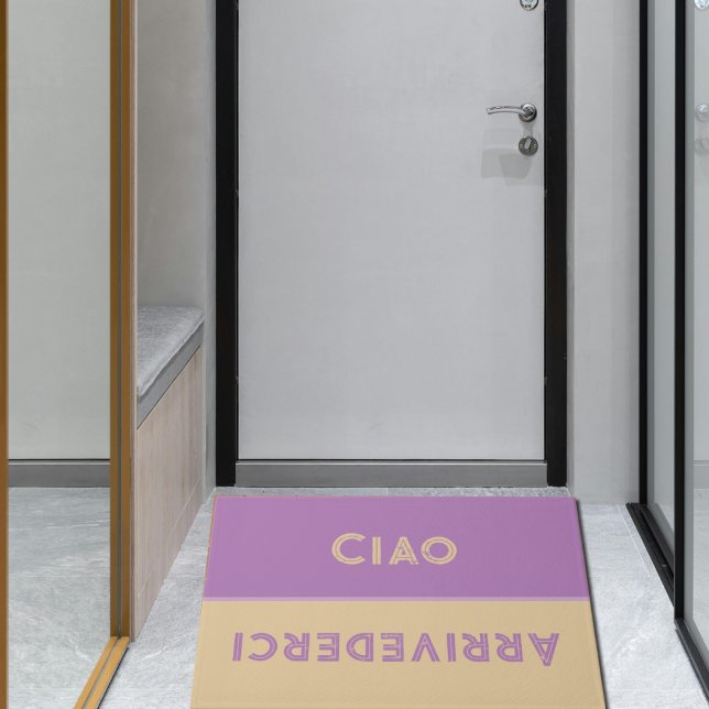 Ciao   - greetings in Italian beige&lavender Doormat (Creator Uploaded)