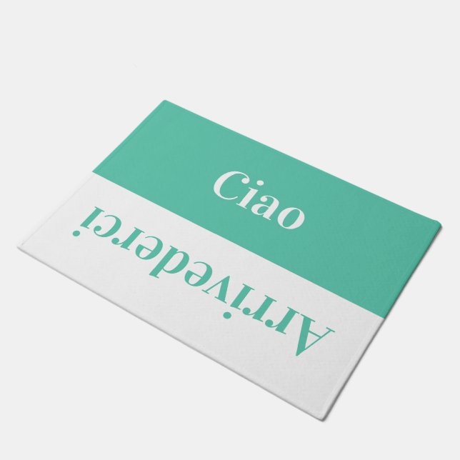 Ciao   - greetings in Italian - Biscay Green Doormat (Angled)