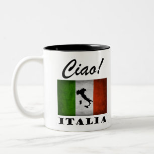 Ciao! Italia Tricolore Italian Flag Map of Italy Two-Tone Coffee Mug