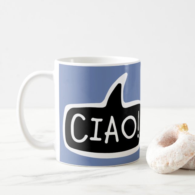 CIAO! Italian Greeting, Hello, Speech Bubble Coffee Mug (With Donut)