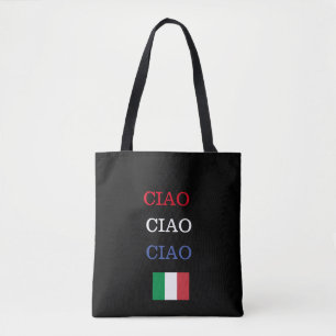 CIAO Italy Flag  Black  Print Tote Bag