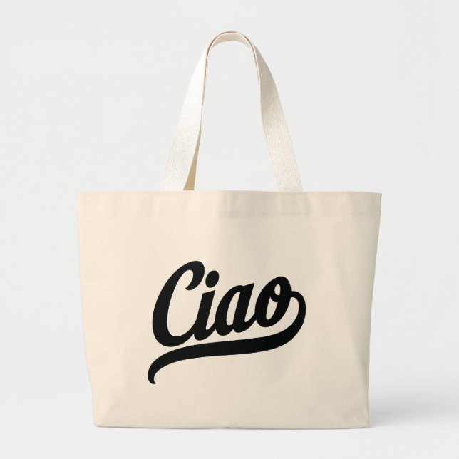 Ciao Script (Black) Large Tote Bag (Front)