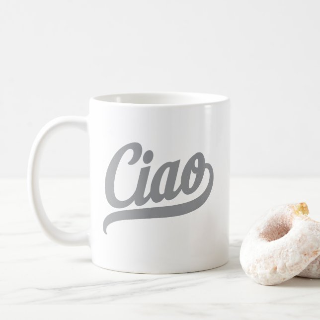 Ciao Script (Grey) Coffee Mug (With Donut)
