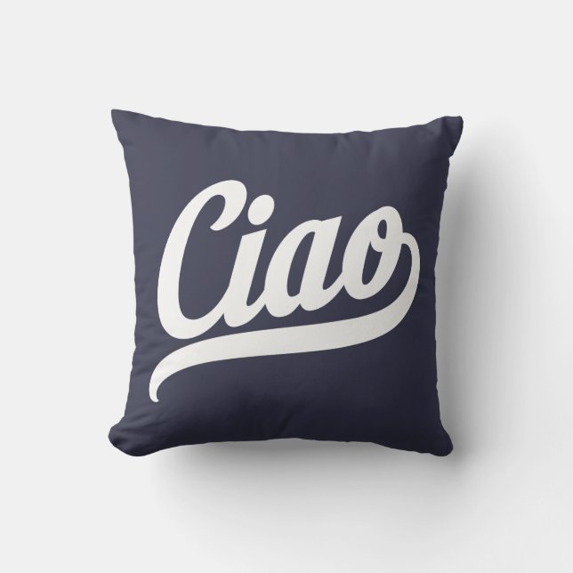 Ciao Script (White) Cushion (Front)