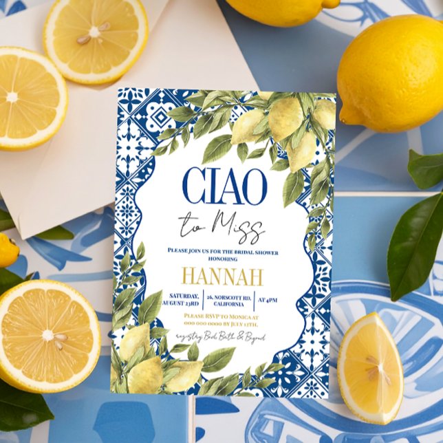Ciao to Miss Italian Lemon Bridal Shower Invitation (Creator Uploaded)