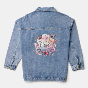 Ciao Watercolor Butterfly Denim Jacket