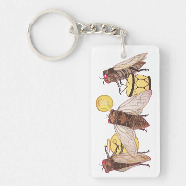 Cicada Band with Gong, Trumpet and Drum Key Ring (Front)