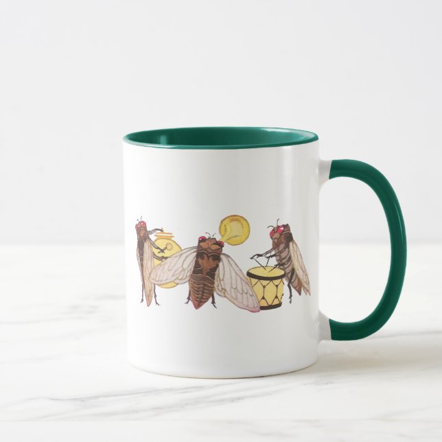 Cicada Band with Gong, Trumpet and Drum Mug (Right)