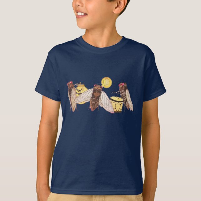 Cicada Band with Gong, Trumpet and Drum T-Shirt (Front)
