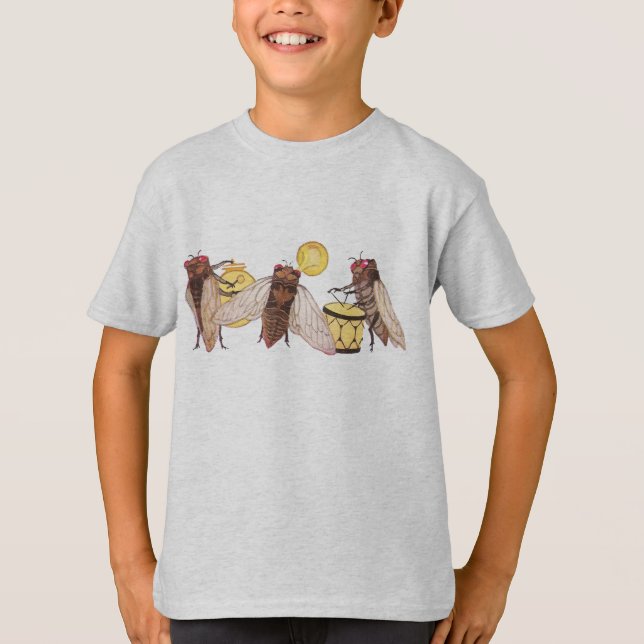 Cicada Band with Gong, Trumpet and Drum T-Shirt (Front)