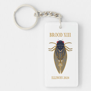 Cicada Brood XIII ILLINOIS 2024 Custom Text Key Ring