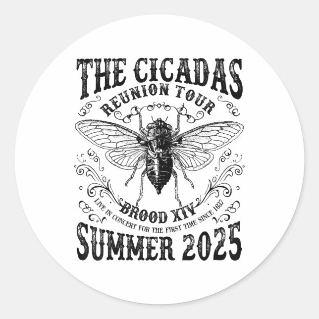Cicada Brood Xiv Reunion Tour Swarm Cicadas Summer Classic Round Sticker (Front)