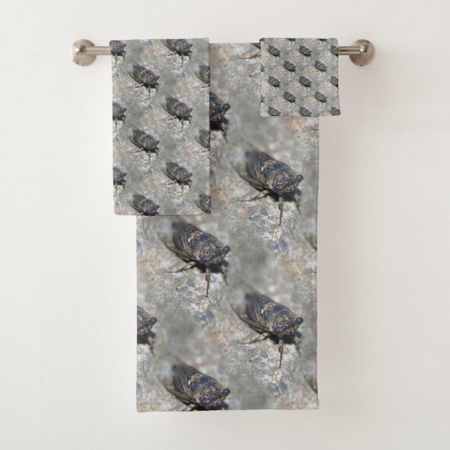 Cicada Bug Face Nature Pattern     Bath Towel Set (Insitu)
