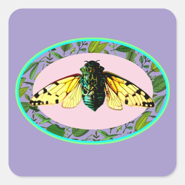 Cicada Bugs Insect Summer Tour Emergence Camping  Square Sticker (Front)