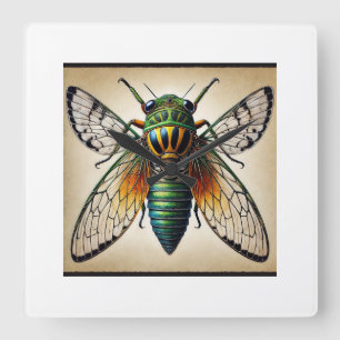 Cicada Dorsal View 040924IREF229 - Watercolor Square Wall Clock