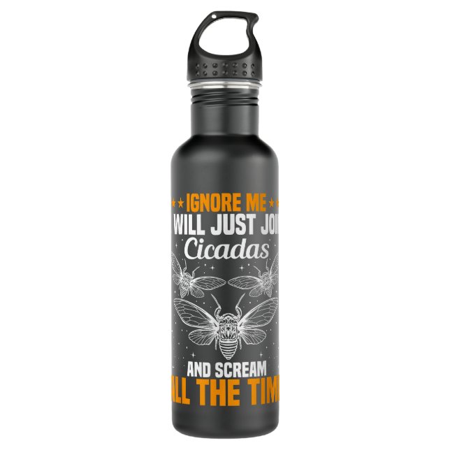 Cicada Entomology Lover Magicicada Plush Cicada Br 710 Ml Water Bottle (Front)