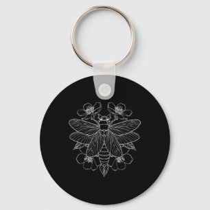 Cicada Flowers Insect Bug Vintage Tattoo Artist En Key Ring