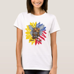 Cicada Harmonica Sunflower 4th of July T-Shirt
