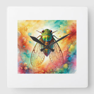 Cicada in watercolor 160724AREF227 - Watercolor Square Wall Clock