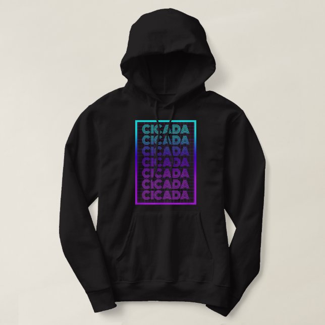 Cicada Insect 70s Retro Cicada Hoodie (Design Front)