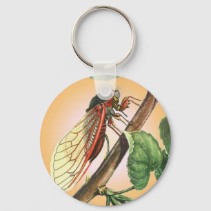 Cicada Insect Illustration Art Key Ring