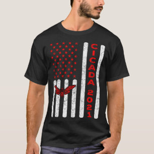 Cicada Invasion 2021 Insect Brood X American Flag T-Shirt