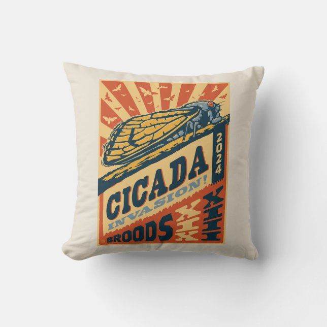 Cicada Invasion 2024 Letter Press Cushion (Front)