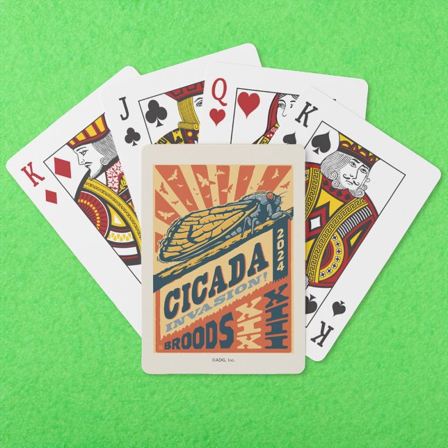 Cicada Invasion 2024 Letter Press Playing Cards (Cards on table)
