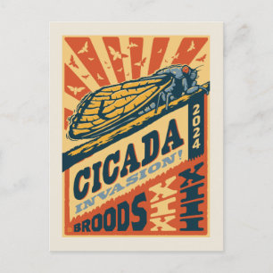 Cicada Invasion 2024 Letter Press Postcard