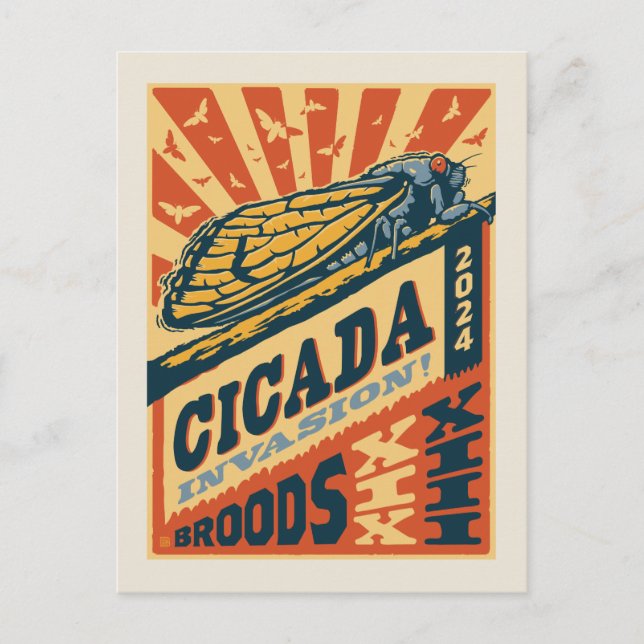 Cicada Invasion 2024 Letter Press Postcard (Front)