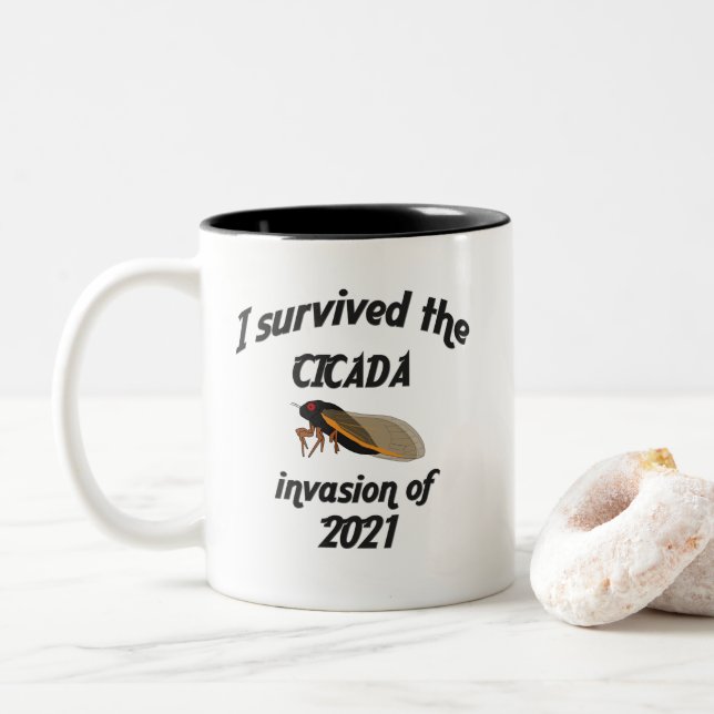 Cicada Invasion Two-Tone Coffee Mug (With Donut)