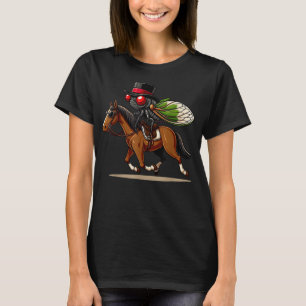 Cicada Jockey Funny Horse Derby Hat Retro Vintage T-Shirt