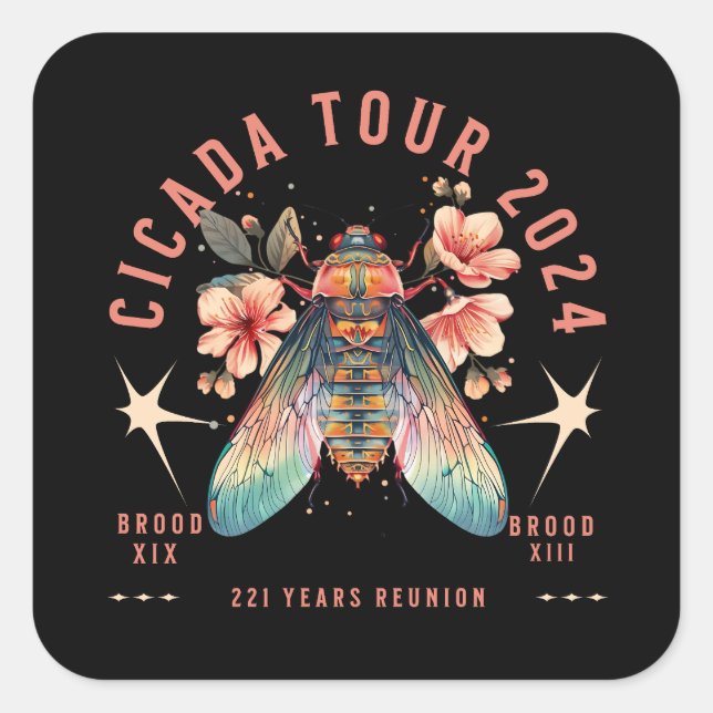 Cicada Lover Cicada Fest 2024 Broods XIX & XIII Square Sticker (Front)