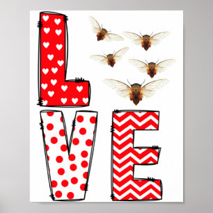 Cicada Valentines Day Love Valentine Cute Hearts Poster