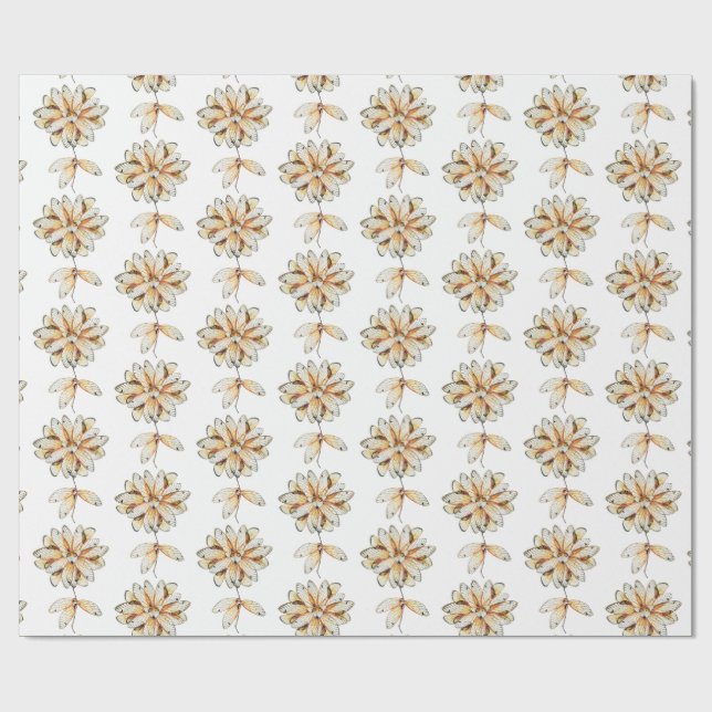 Cicada Wings Floral Pattern Wrapping Paper (Flat)