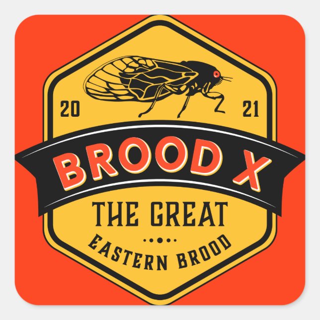 Cicadas Brood X the Great Eastern Brood Square Sticker (Front)