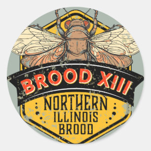Cicadas Brood XIII Northern Illinois Brood Classic Round Sticker