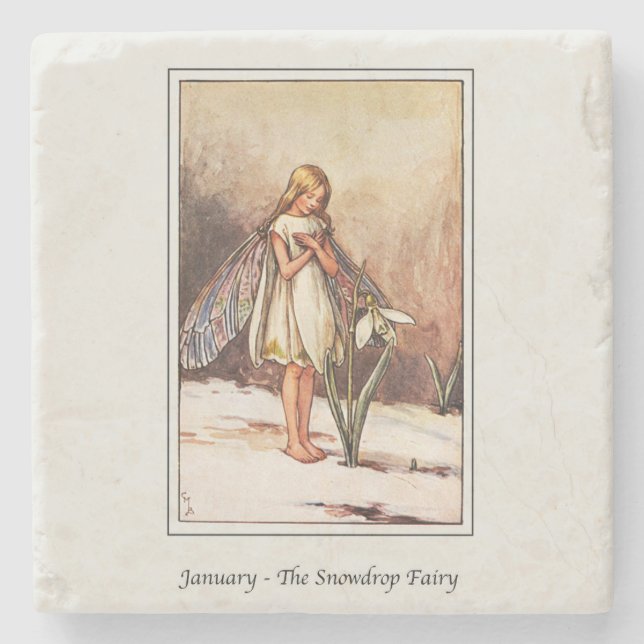 Cicely Mary Barker - January Fairy  Stone Coaster (Front)