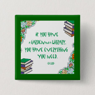 Cicero's quote on libraries 15 cm square badge