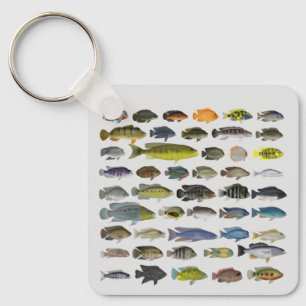 Cichlid Fish GroupKeychain Key Ring