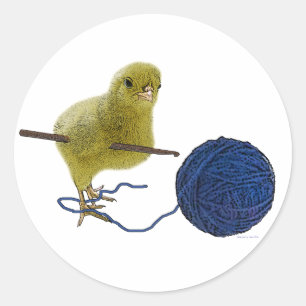 Cick who crochets round sticker