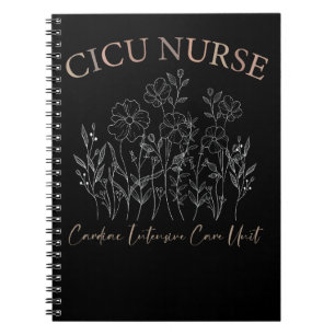 CICU nurse Intensive Care Unit, Floral Registered Notebook