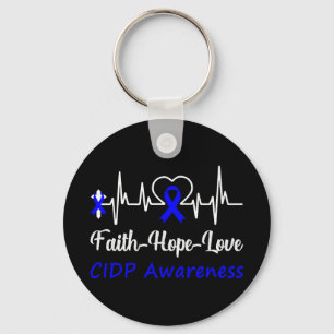 Cidp Awareness Heartbeat Christian Cross Faith Hop Key Ring