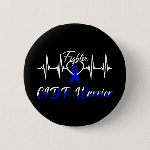 Cidp Awareness Warrior Heartbeat Fight Blue Ribbon 6 Cm Round Badge