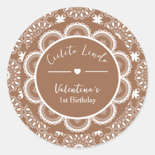 Cielito Lindo 1st Birthday Brown Classic Round Sticker