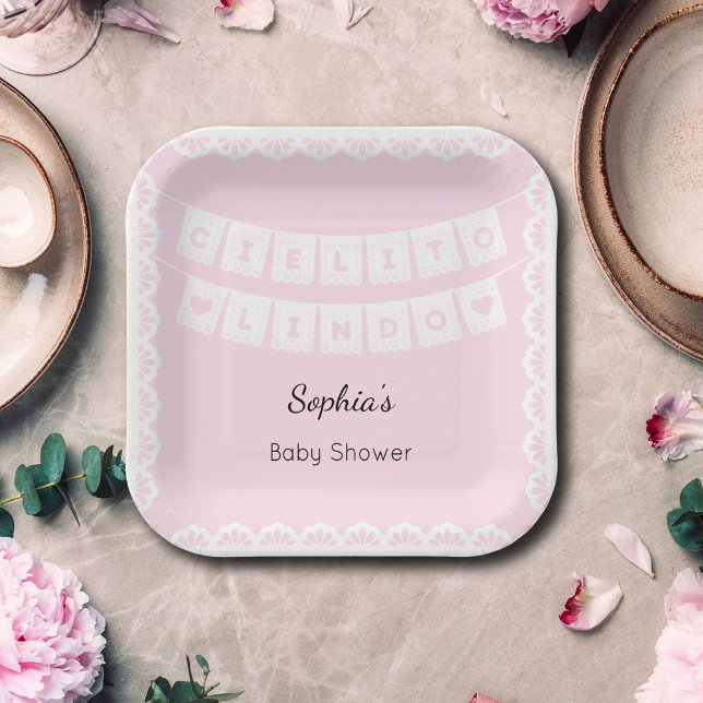 Cielito Lindo Baby Shower Pink Paper Plate (Creator Uploaded)