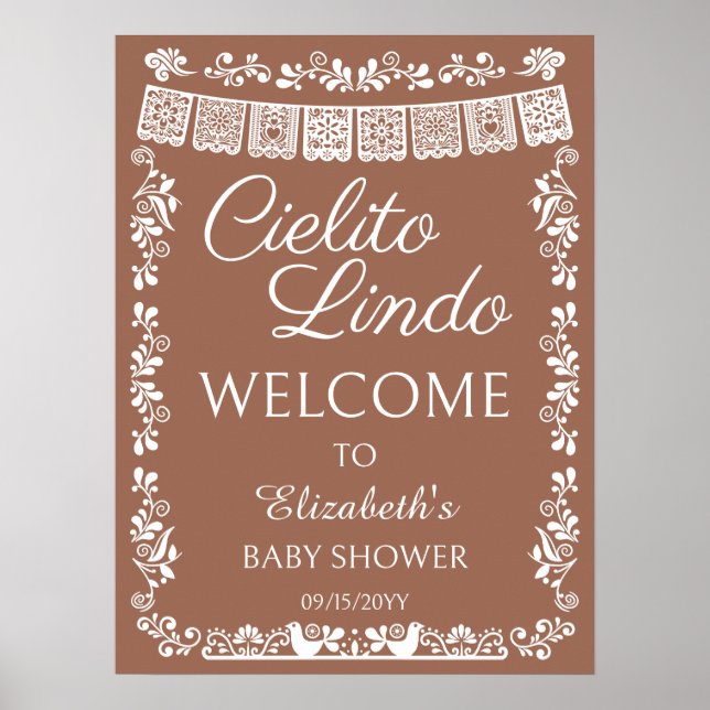 Cielito Lindo Baby Shower Terracotta Welcome Poster (Front)