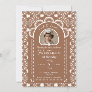 Cielito Lindo Beige 1st Birthday Photo Invitation