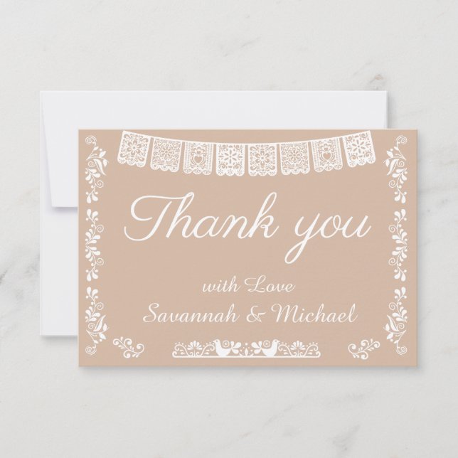 Cielito Lindo Beige Fiesta Baby Shower Thank You Card (Front)