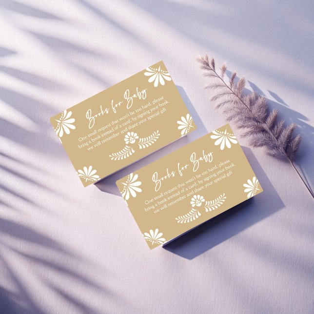 Cielito lindo beige Mexican fiesta book request Enclosure Card (Cielito lindo beige Mexican fiesta papel picado baby shower book request Card books for baby)